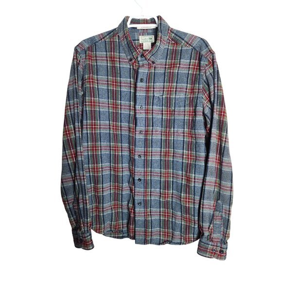 LL Bean Shirt Mens Scotch Plaid Flannel Button Multicolor Traditional Fit Size M - Picture 1 of 4